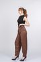Women's Summer Brown Rosaria Balloon Form Narrow Leg Fabric Trousers Stylish Daily Comfortable 30383 - 2