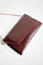 Chiara Brown Chain Detailed Shiny Mini Baguette Bag - 5