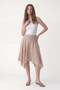 Beige Asymmetrical Plaid Women's Skirt - 3