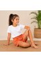 Girls' Salmon Color Linen-Look Soft Cotton Shorts – Elastic Waist and Pockets - 8