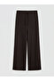 Brown Textured Women's Trousers with Elastic Waist