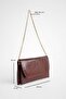 Chiara Brown Chain Detailed Shiny Mini Baguette Bag - 2