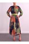 Women's Belt Detailed Long Chiffon Dress - 3