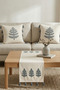 Tree Punch Embroidered Tree Pattern Throw Pillow Runner Set 2 Square Pillows 1 Runner Boho Decorative Living Room Set - 4