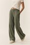 Women's Khaki Lace-Up Waistband with Pockets Comfortable Fit Oysho Fabric Sweatpants Trousers - 5