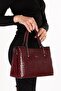 Women's Double Compartment Hand and Shoulder Bag Ald.3876 Burgundy Croco - 3