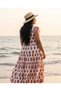 Women's Bohemian Patterned V-Neck Midi Dress - 4