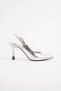 Silver Patent Leather Open Back 8.5 cm V Model Women's Summer Stiletto Special Heel New Season Premium Product