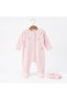 Girl's Embroidered Jumpsuit and Headband - 100% Natural Cotton - Pink - 5
