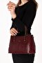 Women's Double Compartment Hand and Shoulder Bag Ald.3876 Burgundy Croco