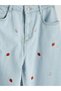 Vizyon New Season Wideleg Strawberry Embroidered Girls' Jean Pants - 5