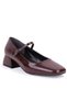 Dza07-725101 Brown Patent Leather 4 cm Thick Heeled Classic Women's Shoes