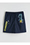 Navy Blue Short Length Printed Men's Swim Shorts - 5