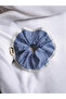 Maria Lace Striped Poplin Kopanaki Lace Detailed Scrunchie Hair Clip - 2