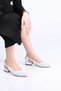 Stapled Neolite Sole Pointed Toe Genuine Leather Thick Heeled Shoes 339-330 Women's Shoes