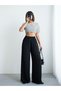 Crep Women's Silky Cupra Satin Wide Leg Pants Black – Elastic Waist, Comfortable Fit