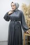Balloon Sleeve Stone Detailed Evening Dress Tsd260182 Navy Blue - 2