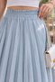 Women's Blue Pleated Midi Skirt – High Waist Elastic, Office and Daily Use - 3
