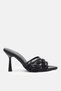 Black Tulle Lace Pearl Stone Bead Embroidered Detailed Women's Stiletto Heeled Shoes Slippers - 3