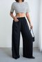 Crep Women's Silky Cupra Satin Wide Leg Pants Black – Elastic Waist, Comfortable Fit - 6
