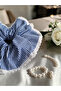 Maria Lace Striped Poplin Kopanaki Lace Detailed Scrunchie Hair Clip - 3