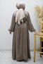 Balloon Sleeve Stone Detailed Evening Dress Tsd260182 Mink - 6