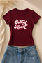 Women's Sweetheart Printed Short Sleeve Lycra Tight Body T-Shirt