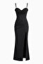 Women's Black Backless Slit Long Formal Dress - 7