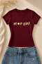 Women's Star Girl Printed Lycra Short Sleeve Lycra Tight Body T-Shirt
