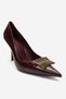Dexen Burgundy Print Metal Buckle Women's Thin Heeled Shoes - 3