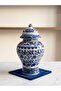 Royal Ceramic Vase (Ginger Jar) with Classic Blue and White Patterns and Lid for Luxury Home Decor