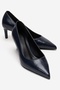 Velmira Navy Blue Leather Women's Heeled Shoes