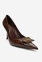 Dexen Brown Print Metal Buckle Women's Thin Heeled Shoes - 3