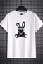 Men's Oversize T-Shirt Rabbit with a Necklace Printed 100% Cotton T-Shirt Comfortable Fit