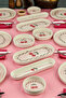 14 Piece Cherry Patterned Breakfast Presentation Set and Serving Plates Pink Striped Cherry Pattern Breakfast Set - 8