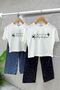 My Little Sister We Wish You Printed Jeans Girls' Set - Black - 2