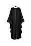 Minimalist Black Abaya with White Trim – Modern Modest Wear - 3