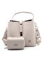 Women's Embossed Printed Vegan Shoulder Bag and Wallet Combination with Lock Detail