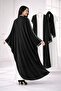 Minimalist Black Abaya with White Trim – Modern Modest Wear - 7