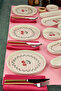 14 Piece Cherry Patterned Breakfast Presentation Set and Serving Plates Pink Striped Cherry Pattern Breakfast Set - 7