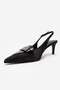 Sollenne Black Satin Buckle Women's Heeled Shoes - 6