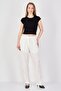 Women Regular Fit Plain Straight Leg Pants, Off White - 4