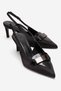Sollenne Black Satin Buckle Women's Heeled Shoes