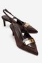Sollenne Brown Satin Buckle Women's Heeled Shoes