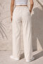 Women's Cream Elastic Waist Waterway Pocket Trousers - 5