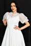 Balloon Sleeve Midi Lace Dress - White - 3