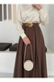 Modest Belted Pleated Maxi Woven Skirt - 2