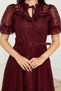 Balloon Sleeve Midi Lace Dress - Bordo - 2