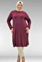 68029 Plus Size Combed Cotton Tunic with Eyelet Detail on the Sides - Burgundy