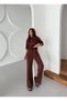 Women's half sleeve blouse and bottom lace-up wide leg two-piece set - 3